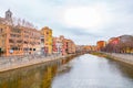 Cityscape view and buildings around the River Onyar in Girona, Spain Royalty Free Stock Photo