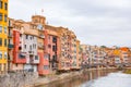 Cityscape view and buildings around the River Onyar in Girona, Spain Royalty Free Stock Photo