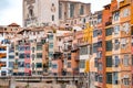 Cityscape view and buildings around the River Onyar in Girona, Spain Royalty Free Stock Photo