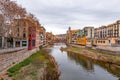 Cityscape view and buildings around the River Onyar in Girona, Spain Royalty Free Stock Photo