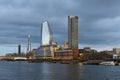 Cityscape view of buildings on South Bank of River Thames in London Royalty Free Stock Photo