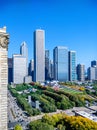 Chicago`s New Eastside with views of public parks and attractions. Urban cityscape.