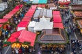 Cityscape - view of the Christmas Market on background the Aachen Cathedral