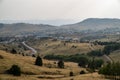 Cityscape view of Cripple Creek, Colorado, an old wild west mining and gambling town in the Rockies. Hazy sky due to local Royalty Free Stock Photo