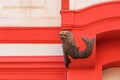 Cityscape - view of decorative element on the building of the Novy Svet ancient quarter in the Hradcany historical district, Pragu