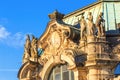 Cityscape - view of the details of the exterior of Zwinger palatial complex close-up, Dresden Royalty Free Stock Photo