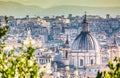 Cityscape view of historic center of Rome, Italy from the Gianicolo hill during summer sunny day Royalty Free Stock Photo