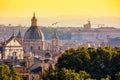 Cityscape view of historic center of Rome, Italy from the Gianicolo hill during summer sunny day sunset Royalty Free Stock Photo