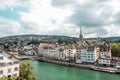 Cityscape view on the historic city center Zurich in Switzerland and river limmat Royalty Free Stock Photo