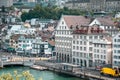 Cityscape view on the historic city center Zurich in Switzerland and river limmat Royalty Free Stock Photo
