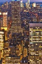 Cityscape view of Manhattan with Empire State Building at night Royalty Free Stock Photo