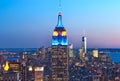 Cityscape view of Manhattan with Empire State Building at night