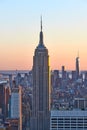 Cityscape view of Manhattan with Empire State Building at sunset Royalty Free Stock Photo