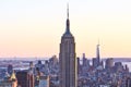 Cityscape view of Manhattan with Empire State Building at sunset Royalty Free Stock Photo