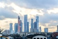 Cityscape view - modern skyscrapers and slum buildings together