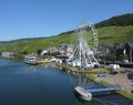 Cityscape view of Mosel, Bernkastel , Germany with ferris wheel and the boat .