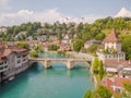 Cityscape view on the old town with river and bridge in Bern city in Switzerland Royalty Free Stock Photo