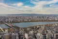 Cityscape view of Osaka from Floating Garden Observatory of Umeda Sky Building Royalty Free Stock Photo