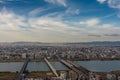 Cityscape view of Osaka from Floating Garden Observatory of Umeda Sky Building Royalty Free Stock Photo