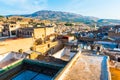 Cityscape View over the rooftops of largest medina in Fes, Morocco, Africa Royalty Free Stock Photo