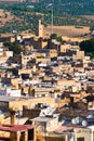 Cityscape View over the rooftops of largest medina in Fes, Morocco, Africa Royalty Free Stock Photo