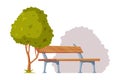 Cityscape View with Park Bench and Tree Vector Illustration