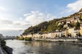 Cityscape view with river and bridge in Grenoble