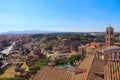 Cityscape view of the Roman Forum and historic city center in Italy during summer sunny day. Ancient Roman architecture Royalty Free Stock Photo