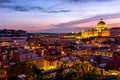 Cityscape view of Rome at sunset with St Peter Cathedral in Vatican Royalty Free Stock Photo