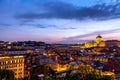 Cityscape view of Rome at sunset with St Peter Cathedral in Vatican Royalty Free Stock Photo