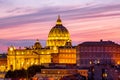 Cityscape view of Rome at sunset with St Peter Cathedral in Vatican Royalty Free Stock Photo