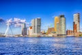 Cityscape View of Rotterdam Harbour and Port in Front of Erasmusbrug Royalty Free Stock Photo