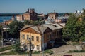 Cityscape view of Samara, old industrial buildings of Zhiguli Brewery Royalty Free Stock Photo