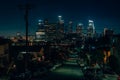 Cityscape view of the skyline of downtown Los Angeles, and Beaudry Street in Los Angeles, California