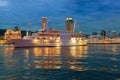 Cityscape view of Skyline and Port of Kobe with modern yacht