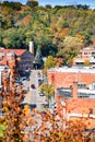 Cityscape view of Stillwater Minnesota from an aerial overlook in the fall Royalty Free Stock Photo