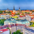 Cityscape View of Tallinn City on Toompea Hill in Estonia. Shot