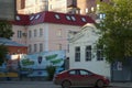 Cityscape: view to house 33 Rosa Luxemburg Street. 19th century monument of architecture. Royalty Free Stock Photo