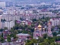 Cityscape, view from the top. An Orthodox Church. The City Of Saratov, Russia. Spring, the month of may