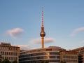 Cityscape view of the TV tower in Berlin.