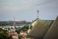 Cityscape of Warsaw in Poland, Swietokrzyski Bridge and National Stadium