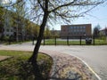 Cityscape, on the way to school in spring Royalty Free Stock Photo