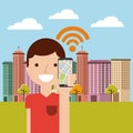 cityscape with wifi service