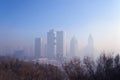 Cityscape of winter Urumqi in smog