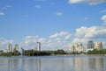 Cityscape of Yekaterinburg, the city pond Royalty Free Stock Photo