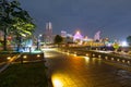Cityscape of Yokohama city at night