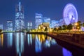 Cityscape of Yokohama city at night Royalty Free Stock Photo