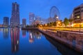 Cityscape of Yokohama city at night Royalty Free Stock Photo