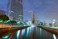 Cityscape of Yokohama city at night