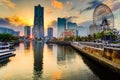 Cityscape of Yokohama Minato Mirai at sunset. Japan landmark and popular for tourist attractions Royalty Free Stock Photo